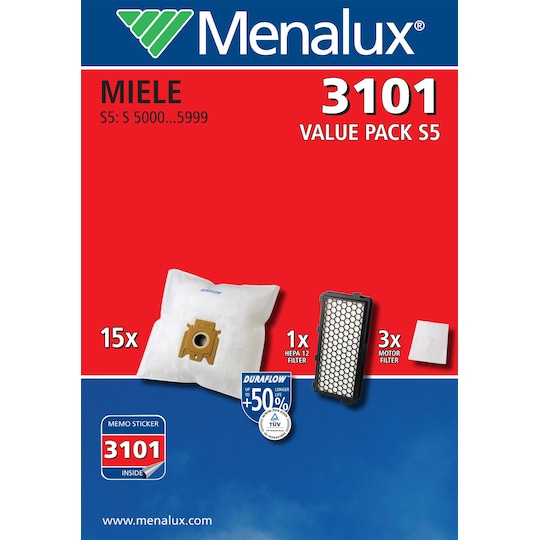 Menalux støvsugerposer - verdipakke 3101 til Miele S5/S8-serien