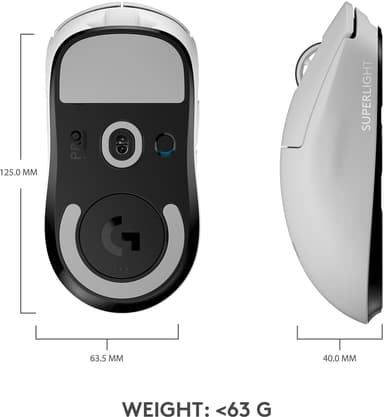 Logitech G Pro X Superlight trådløs gamingmus (hvit)