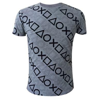 T-skjorte PlayStation - Buttons-trykk grå (XL)