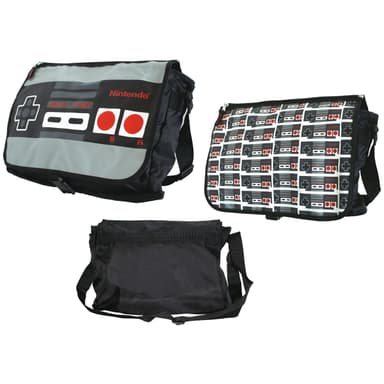 Nintendo NES vendbar messenger-veske (sort/grå)
