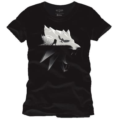 T-skjorte The Witcher - Wolf silhouette sort (XL)