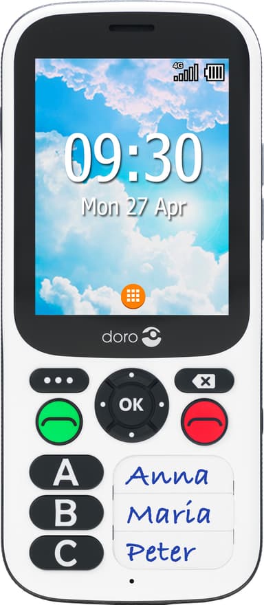 Doro 780X mobiltelefon (sort/hvit)