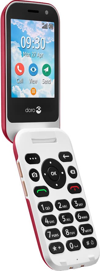 Doro 7081 mobiltelefon (rød/hvit)