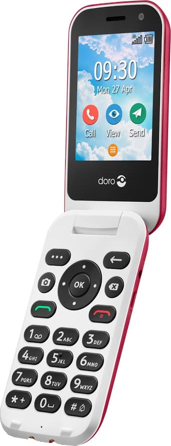 Doro 7081 mobiltelefon (rød/hvit)