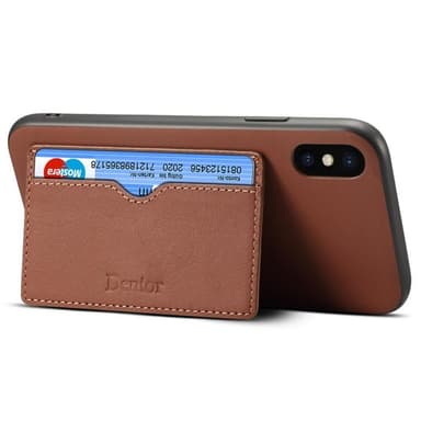 Denior lærdeksel med kort Apple iPhone XS Max (6.5"") - brun