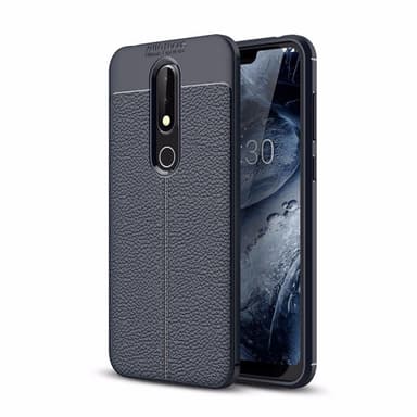 Lærmønstret silikondeksel Nokia 6.1 Plus (TA-1083)  - Blå