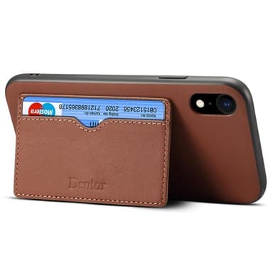 Denior lærdeksel med kort Apple iPhone XR (6.1"") - brun