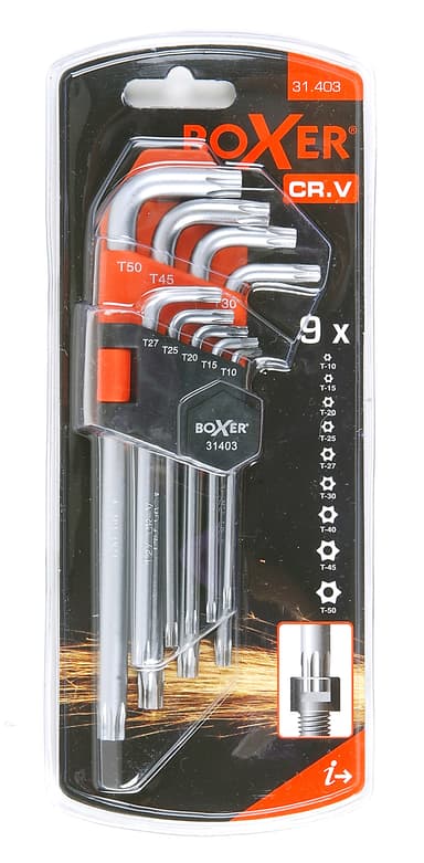 Torx-nøkkelsett 9 deler - CrV-stål