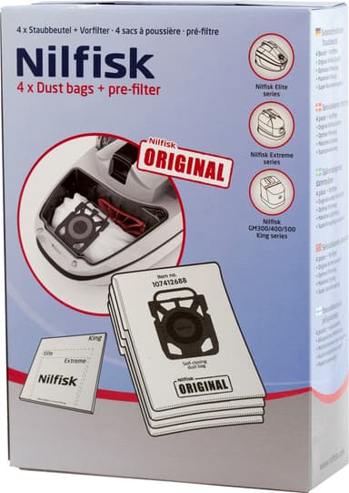 Nilfisk støvsugerposer 107412688 til Elite, Extreme, King series(4-pk)