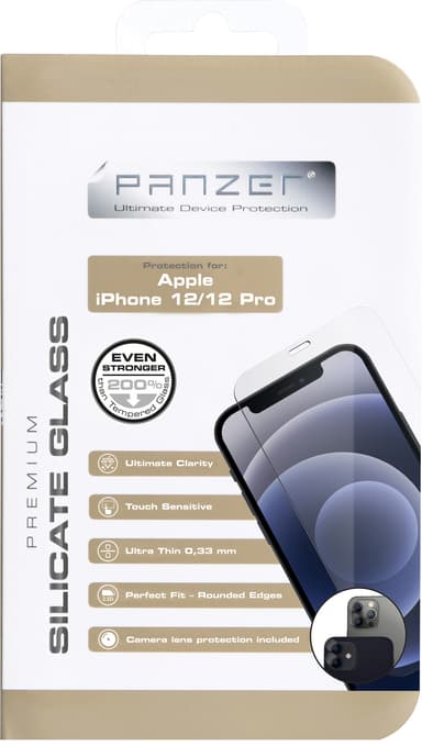 Panzer Full-Fit iPhone 12/12 Pro skjermbeskytter (sort)