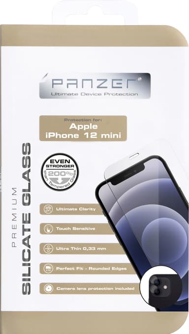 Panzer Full-Fit iPhone 12 mini skjermbeskytter (sort)