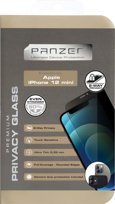 Panzer Privacy skjermbeskytter til iPhone 12 mini (sort)