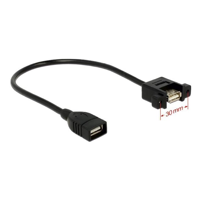DeLOCK USB 2.0 kabel for panelmont., 2xUSB type A Ho, 0,25m, svart