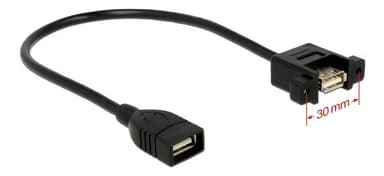 DeLOCK USB 2.0 kabel for panelmont., 2xUSB type A Ho, 0,25m, svart