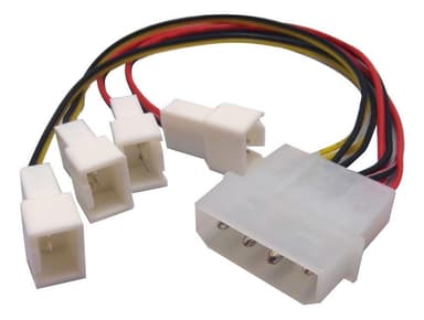 Akasa 4 pin PSU Molex to 4 * 3 pin fans (speed reduction on 2 fans)