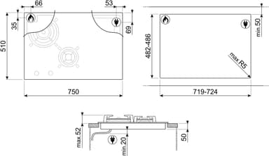 Smeg induksjons/gasstopp PM3743D (sort)