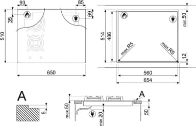 Smeg induksjons/gasstopp PM3643D (sort)