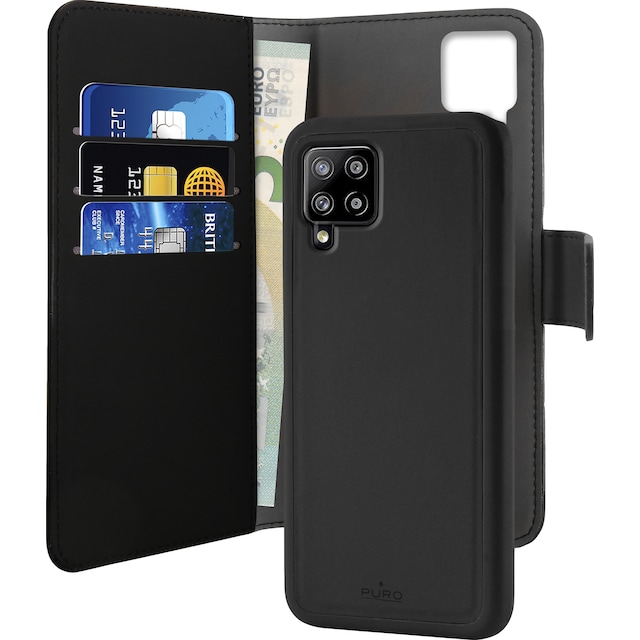 Puro 2-i-1 lommebokdeksel til Samsung Galaxy A42 5G (sort)