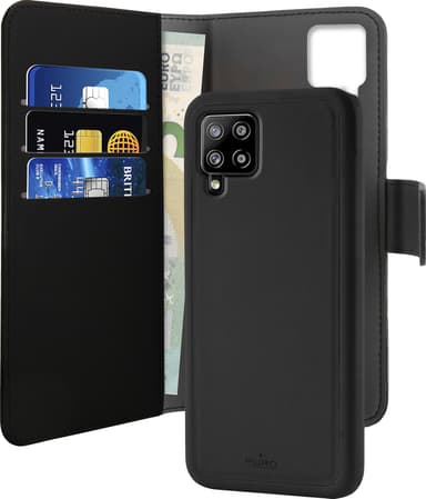 Puro 2-i-1 lommebokdeksel til Samsung Galaxy A42 5G (sort)