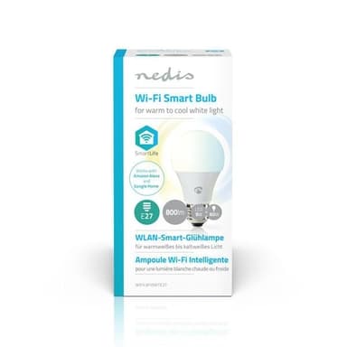Nedis WiFi Smart LED-lyspære E27 Varm til kald hvit
