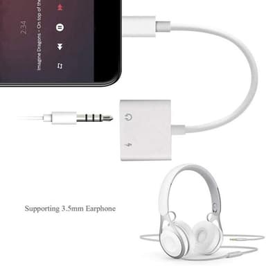 Lade & Hodetelefonadapter Lightning + 3,5mm til Ligtning