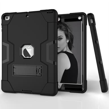 Deksel for iPad Air  i Silikon+ PC med stativ - Sort