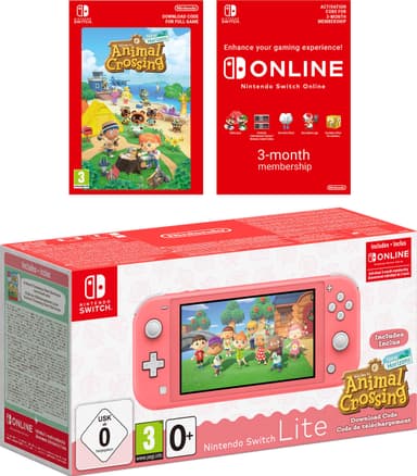 Nintendo Switch Lite EU spillkonsoll med Animal Crossing (korall)