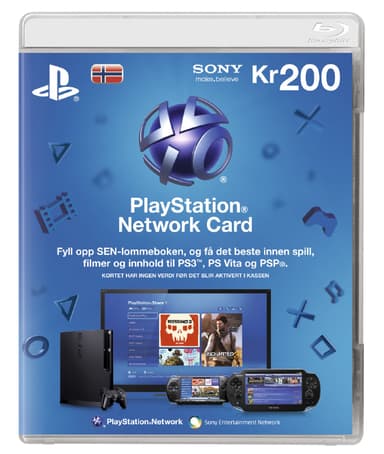 Playstation Live Network Card (PSN) - PS4, PS3, PSP, PS Vita - 200 NOK Playstation Live Network Card (PSN) - PS4, PS3, PSP, PS Vita - 200 NOK