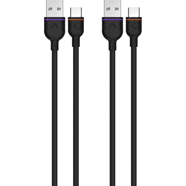 Unisynk 2x USB-C kabelsett 0,5 m (sort)