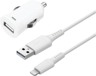 Sandstrøm USB-A billader med Lightning-kabel 1m (hvit)