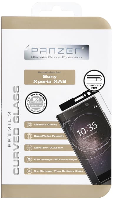 Panzer skjermbeskytter for Sony Xperia XA2 (sort)