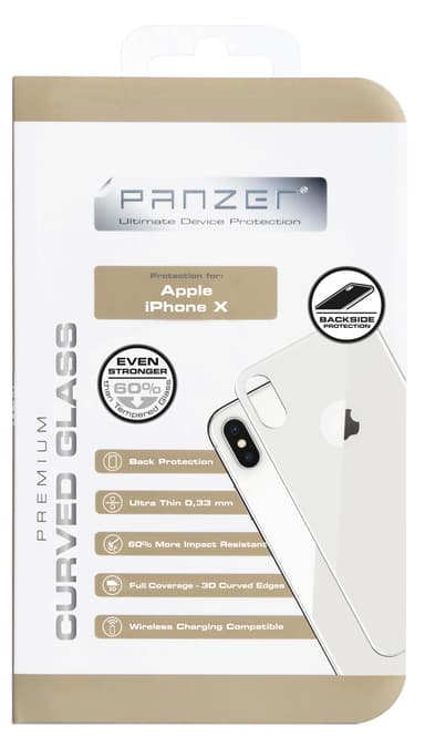 Panzer Curved Silicate skjermbeskytter Back iPhone X/Xs/11 Pro (grå)