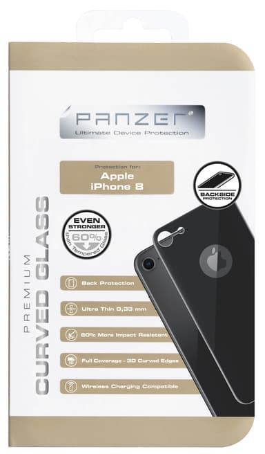 Panzer Curved Silicate skjermbeskytter Back iPhone 6/7/8/SE Gen. 2 (grå)