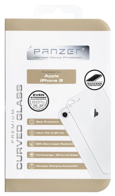 Panzer Curved Silicate skjermbeskytter Back iPhone 6/7/8/SE Gen. 2 (sølv)