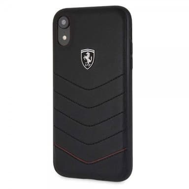 Ferrari iPhone Xr Deksel Svarta SStoffn Ferrari Logo Ekte Skinn Svart