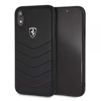 Ferrari iPhone Xr Deksel Svarta SStoffn Ferrari Logo Ekte Skinn Svart