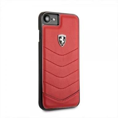 Ferrari iPhone 8/7 Deksel Røda SStoffn Ekte Skinn Rød och Svart