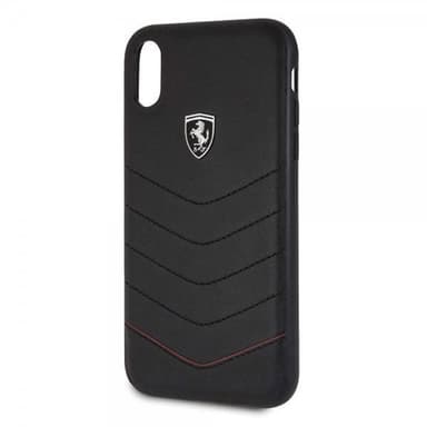 Ferrari iPhone Xr Deksel Svarta SStoffn Ferrari Logo Ekte Skinn Svart