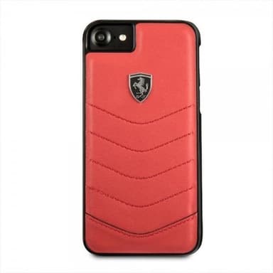 Ferrari iPhone 8/7 Deksel Røda SStoffn Ekte Skinn Rød och Svart
