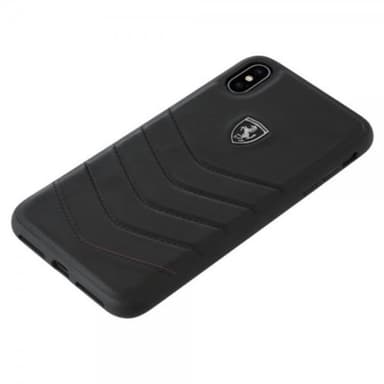 Ferrari iPhone Xs Max Deksel Svarta SStoffn Ferrari Logo Ekte Skinn Svart