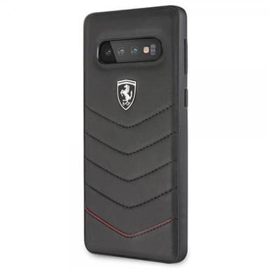 Ferrari Samsung Galaxy S10 Deksel Svarta SStoffn Ferrari Logo Ekte Skinn Svart
