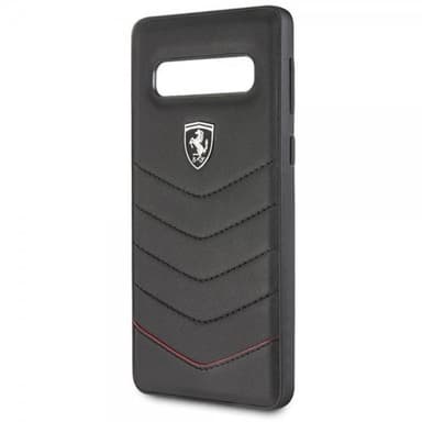 Ferrari Samsung Galaxy S10 Deksel Svarta SStoffn Ferrari Logo Ekte Skinn Svart