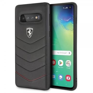 Ferrari Samsung Galaxy S10 Deksel Svarta SStoffn Ferrari Logo Ekte Skinn Svart