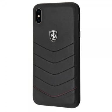 Ferrari iPhone Xs Max Deksel Svarta SStoffn Ferrari Logo Ekte Skinn Svart