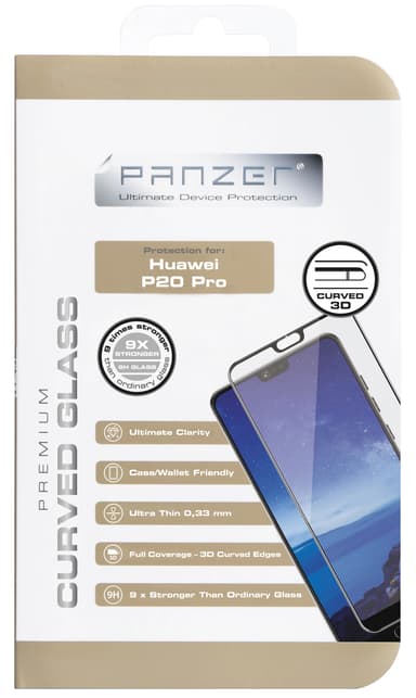 Panzer buet skjermbeskytter til Huawei P20 Pro (sort Panzer buet skjermbeskytter til Huawei P20 Pro (sort