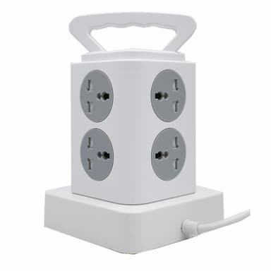 Smart grenuttak med USB-lader 8 veggkontakter 3 USB-porter Hvit