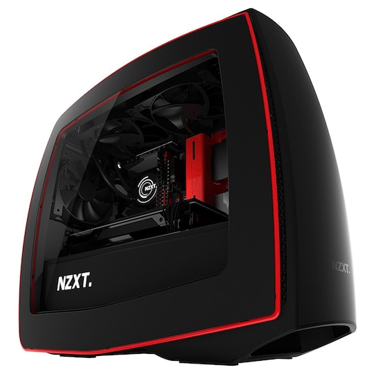 NZXT Manta Mini ITX PC-kabinett (matt sort/rød m/vindu)