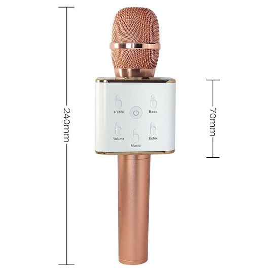 Bluetooth Karaoke-mikrofon med høyttaler 3W - Rose Gold