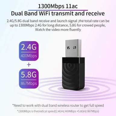 USB 3.0 Wifi-adapter Dual Band AC1300