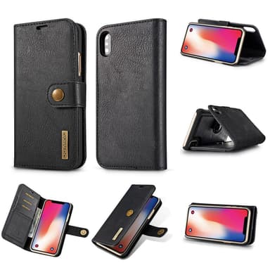 Mobiltelefon veske iPhone X / XS med magnetisk skall PU-lær - svart